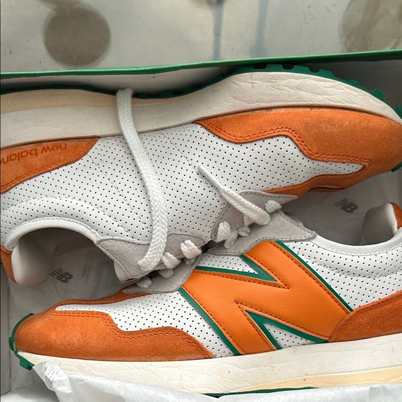 New Balance Other - New Balance Men's Casablanca 327 Orange and White Sneakers with Green Size 9.5